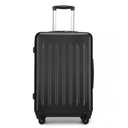 Kono KSK2477 Mid-Size Luggage in Black (64.5x43.5x25cm) - Expandable ABS Vertical Textured Hard Shell Suitcase with Secure 3-Digit Lock