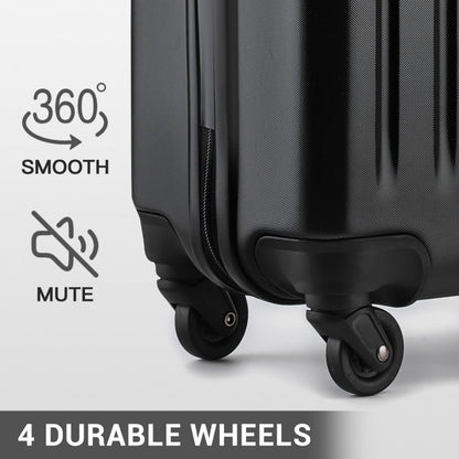 Kono KSK2477 Mid-Size Luggage in Black (64.5x43.5x25cm) - Expandable ABS Vertical Textured Hard Shell Suitcase with Secure 3-Digit Lock