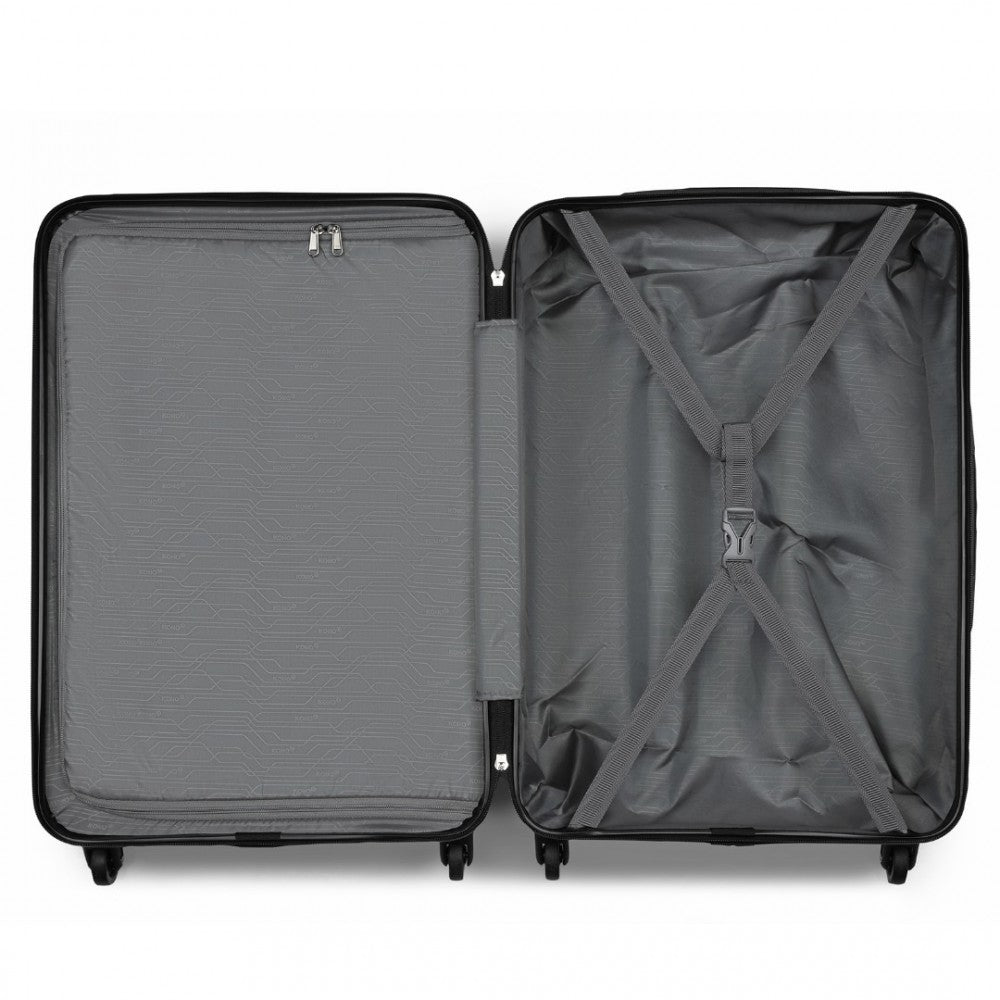 Kono KSK2477 Mid-Size Luggage in Black (64.5x43.5x25cm) - Expandable ABS Vertical Textured Hard Shell Suitcase with Secure 3-Digit Lock
