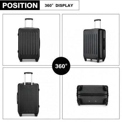 Kono KSK2477 Mid-Size Luggage in Black (64.5x43.5x25cm) - Expandable ABS Vertical Textured Hard Shell Suitcase with Secure 3-Digit Lock