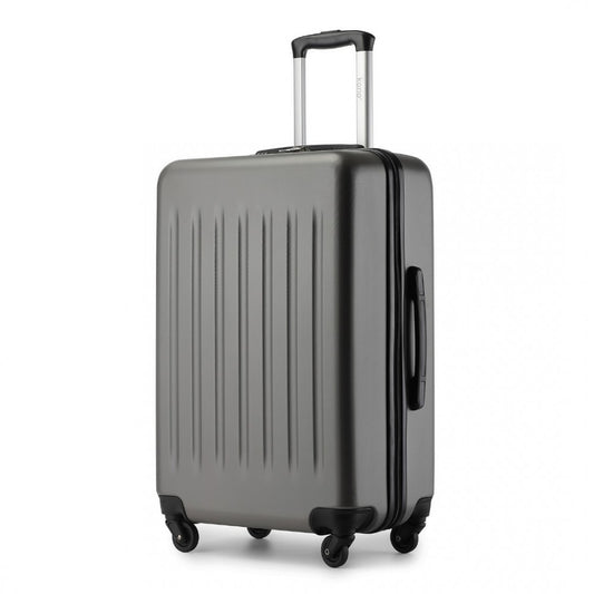 Kono KSK2477 Mid-Size Luggage in Grey (64.5x43.5x25cm) - Expandable ABS Vertical Textured Hard Shell Suitcase with Secure 3-Digit Lock
