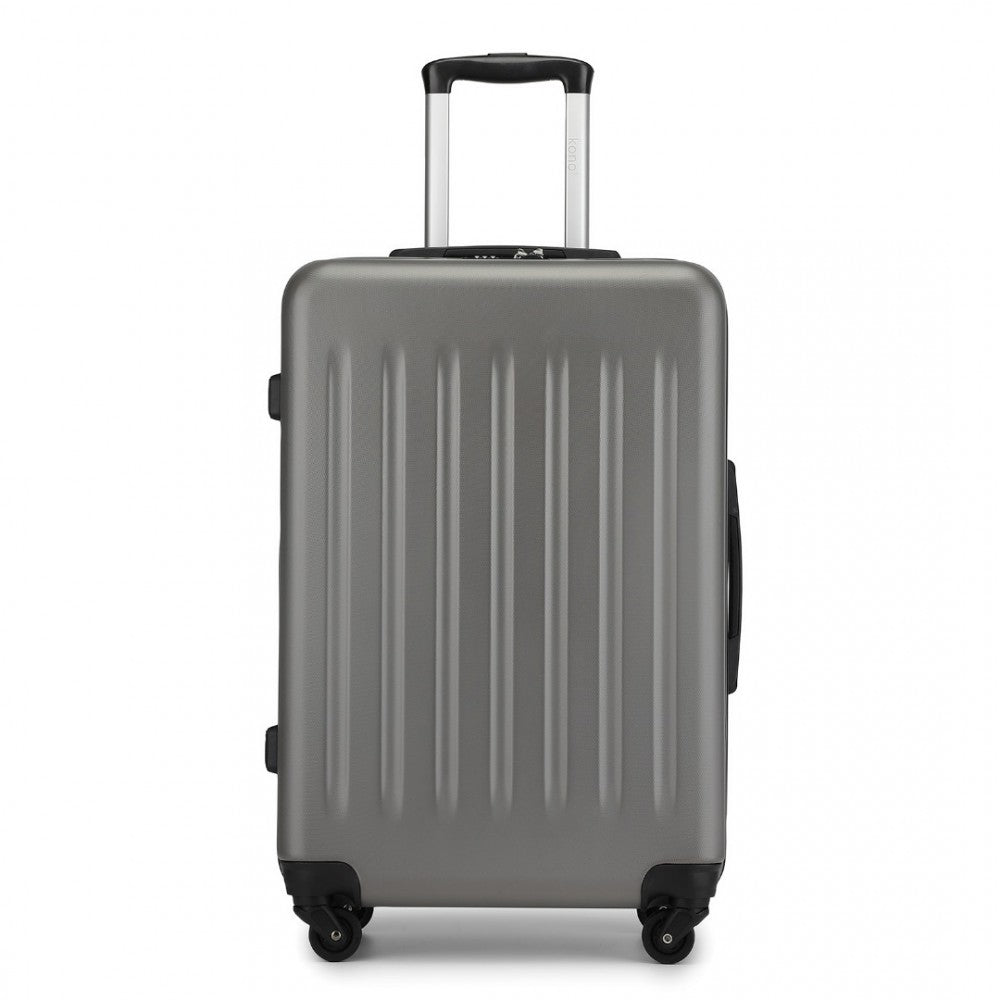 Kono KSK2477 Mid-Size Luggage in Grey (64.5x43.5x25cm) - Expandable ABS Vertical Textured Hard Shell Suitcase with Secure 3-Digit Lock