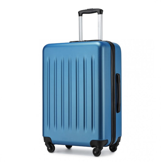 Kono KSK2477 Mid-Size Luggage in Blue (64.5x43.5x25cm) - Expandable ABS Vertical Textured Hard Shell Suitcase with Secure 3-Digit Lock