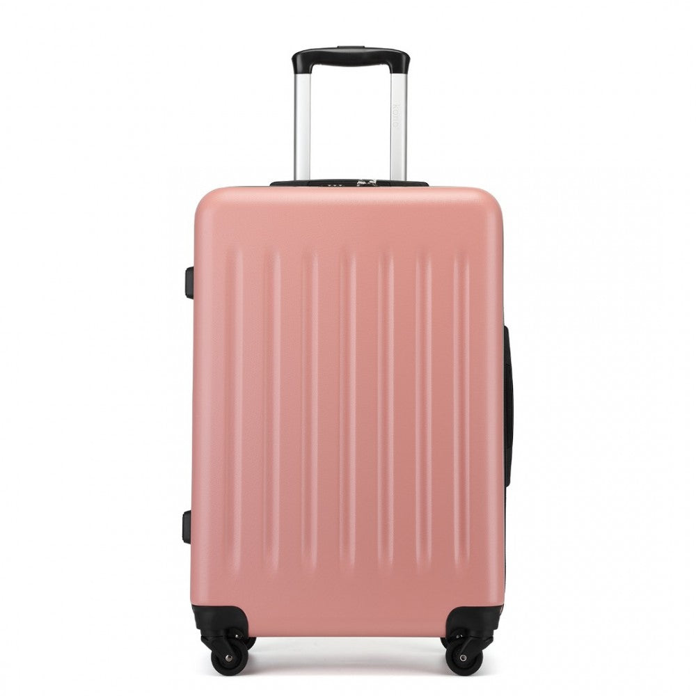 Kono KSK2477 Mid-Size Luggage in Nude (64.5x43.5x25cm) - Expandable ABS Vertical Textured Hard Shell Suitcase with Secure 3-Digit Lock