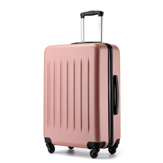 Kono KSK2477 Mid-Size Luggage in Nude (64.5x43.5x25cm) - Expandable ABS Vertical Textured Hard Shell Suitcase with Secure 3-Digit Lock