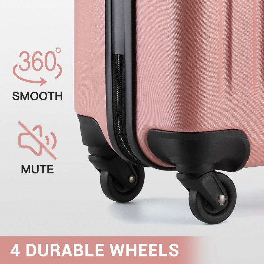 Kono KSK2477 Mid-Size Luggage in Nude (64.5x43.5x25cm) - Expandable ABS Vertical Textured Hard Shell Suitcase with Secure 3-Digit Lock