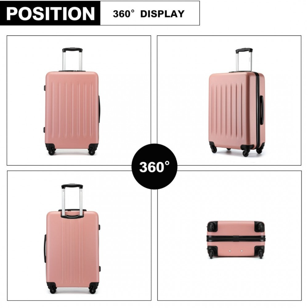 Kono KSK2477 Mid-Size Luggage in Nude (64.5x43.5x25cm) - Expandable ABS Vertical Textured Hard Shell Suitcase with Secure 3-Digit Lock