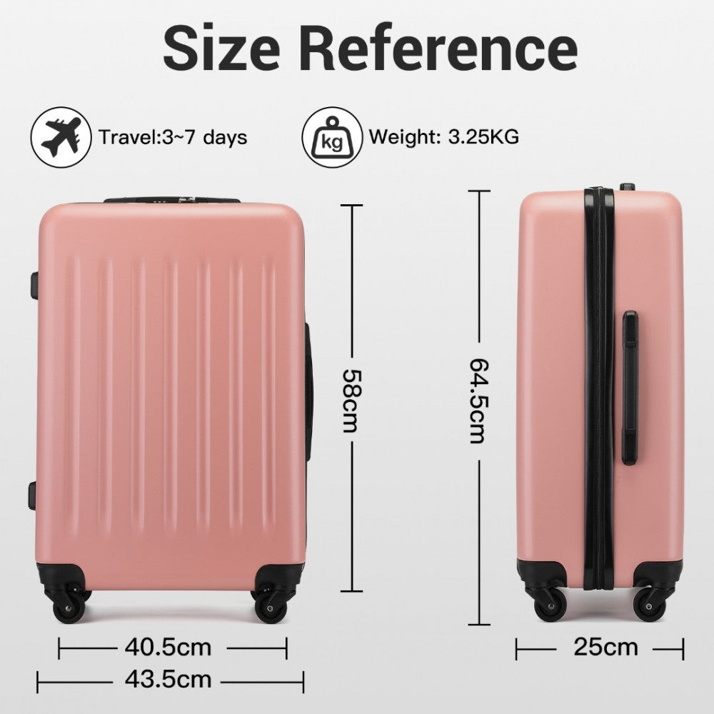 Kono KSK2477 Mid-Size Luggage in Nude (64.5x43.5x25cm) - Expandable ABS Vertical Textured Hard Shell Suitcase with Secure 3-Digit Lock