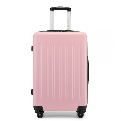 Kono KSK2477 Mid-Size Luggage in Pink (64.5x43.5x25cm) - Expandable ABS Vertical Textured Hard Shell Suitcase with Secure 3-Digit Lock