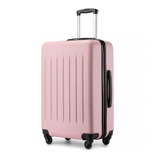 Kono KSK2477 Mid-Size Luggage in Pink (64.5x43.5x25cm) - Expandable ABS Vertical Textured Hard Shell Suitcase with Secure 3-Digit Lock