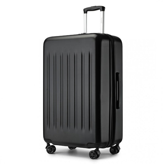 Kono KSK2477 Large Luggage in Black (74.5x47.5x29.5cm) - Expandable ABS Vertical Textured Hard Shell Suitcase with Secure 3-Digit Lock