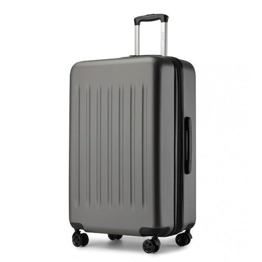 Kono KSK2477 Large Luggage in Grey (74.5x47.5x29.5cm) - Expandable ABS Vertical Textured Hard Shell Suitcase with Secure 3-Digit Lock