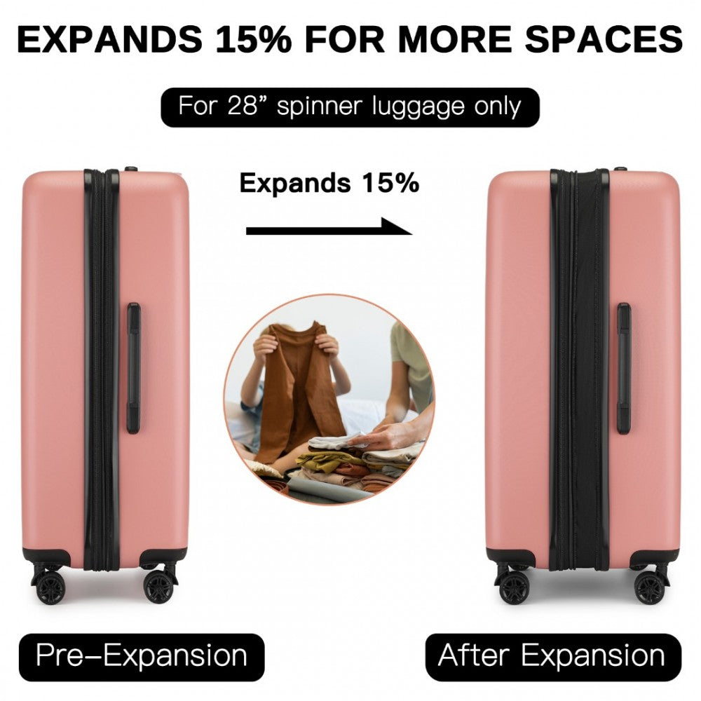 Kono KSK2477 Large Luggage in Nude (74.5x47.5x29.5cm) - Expandable ABS Vertical Textured Hard Shell Suitcase with Secure 3-Digit Lock