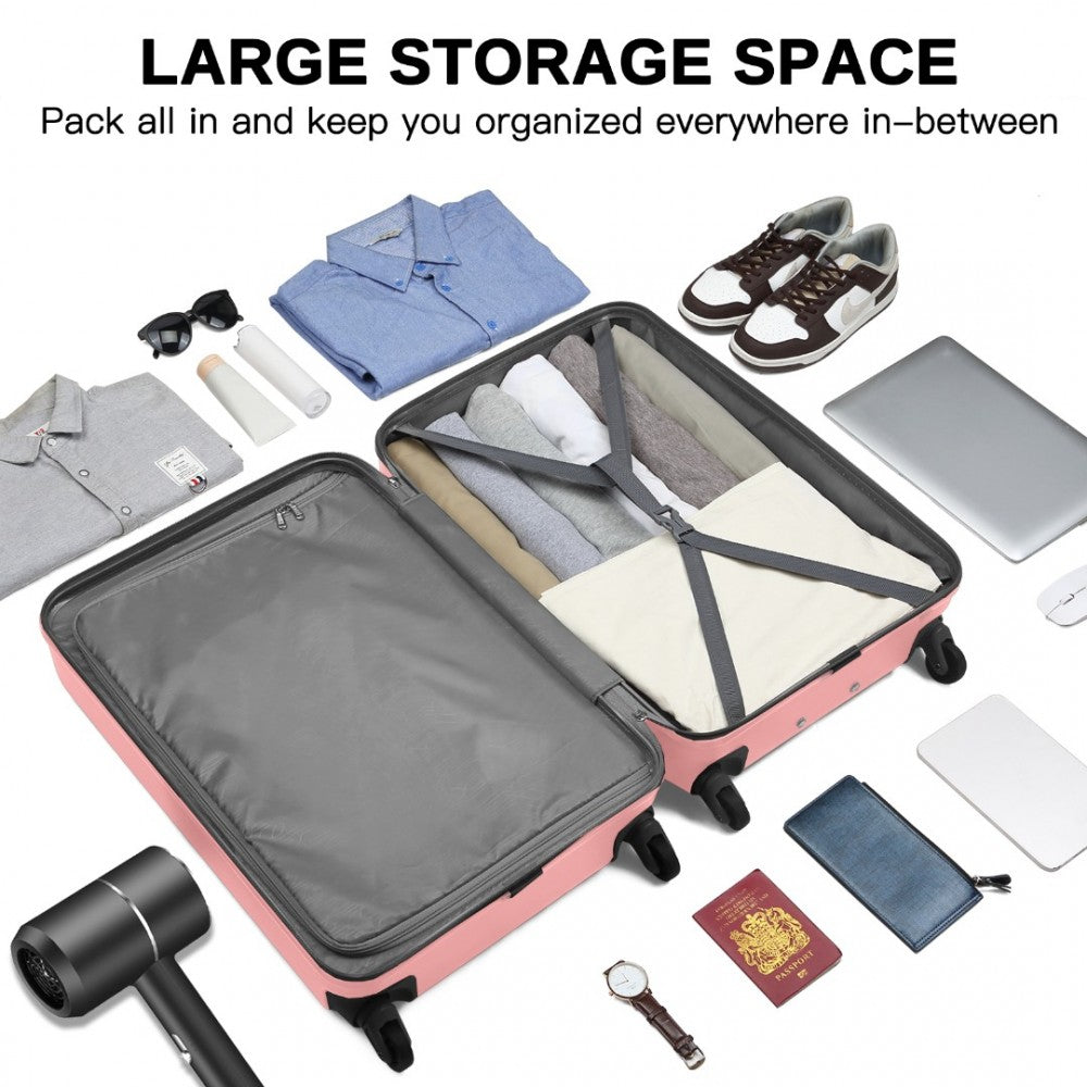 Kono KSK2477 Large Luggage in Nude (74.5x47.5x29.5cm) - Expandable ABS Vertical Textured Hard Shell Suitcase with Secure 3-Digit Lock