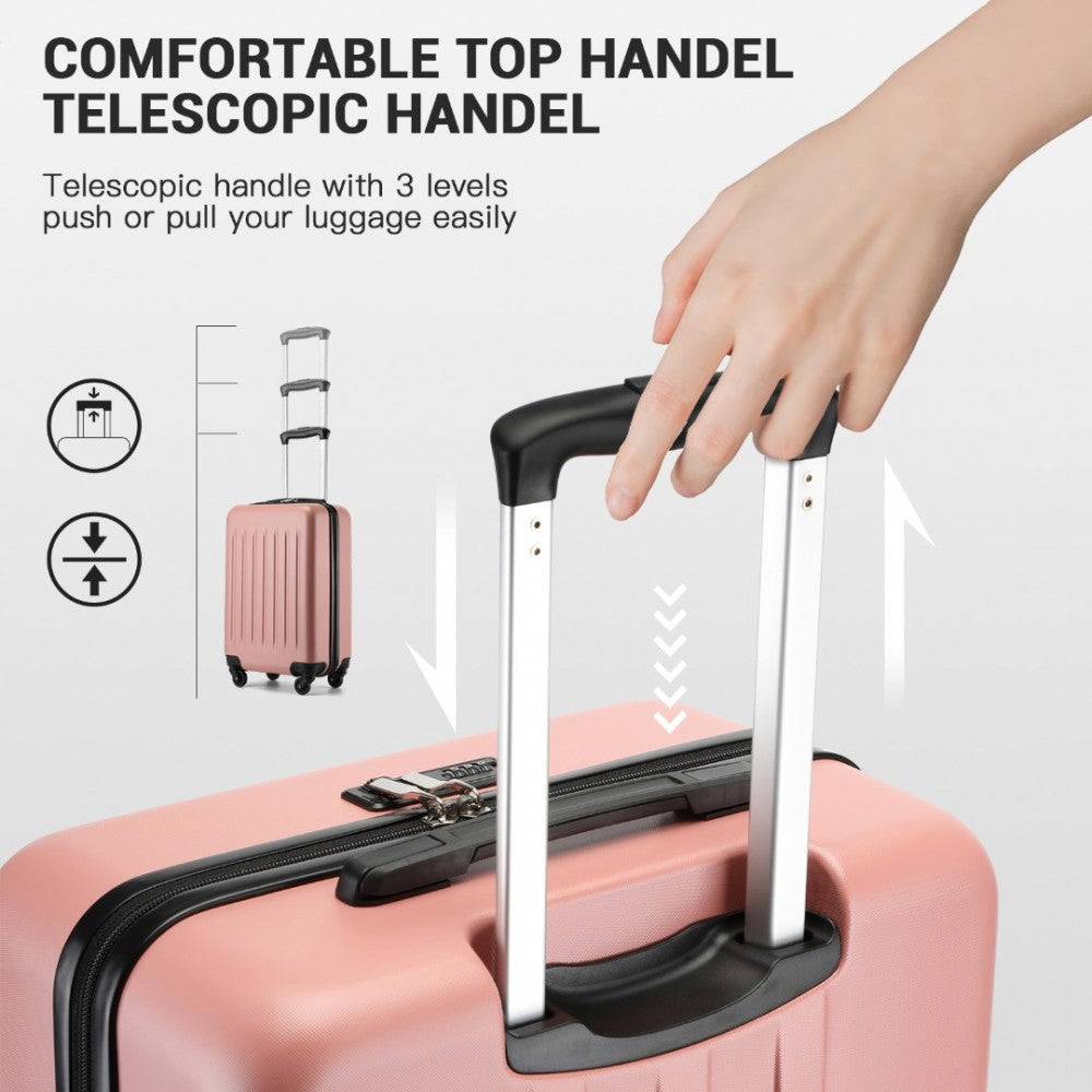 Kono KSK2477 Large Luggage in Nude (74.5x47.5x29.5cm) - Expandable ABS Vertical Textured Hard Shell Suitcase with Secure 3-Digit Lock