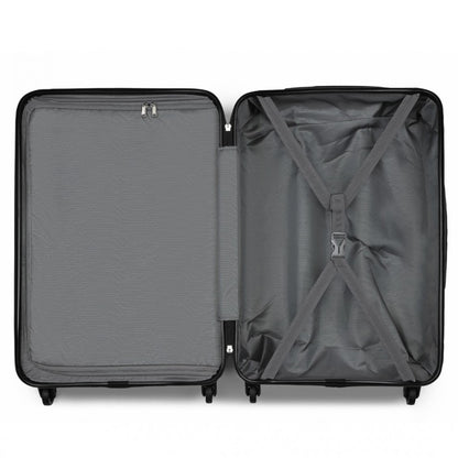 Kono KSK2477 3-Piece Luggage Set in Black - Expandable ABS Vertical Textured Hard Shell Suitcase with Secure 3-Digit Lock