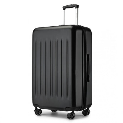 Kono KSK2477 3-Piece Luggage Set in Black - Expandable ABS Vertical Textured Hard Shell Suitcase with Secure 3-Digit Lock