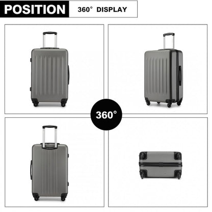 Kono KSK2477 3-Piece Luggage Set in Grey - Expandable ABS Vertical Textured Hard Shell Suitcase with Secure 3-Digit Lock