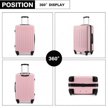 Kono KSK2477 3-Piece Luggage Set in Pink - Expandable ABS Vertical Textured Hard Shell Suitcase with Secure 3-Digit Lock