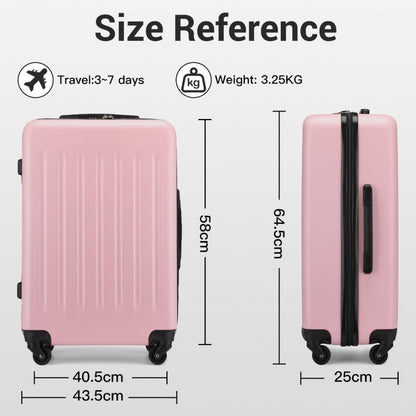 Kono KSK2477 3-Piece Luggage Set in Pink - Expandable ABS Vertical Textured Hard Shell Suitcase with Secure 3-Digit Lock