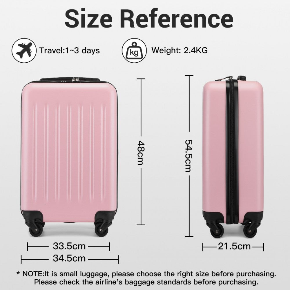 Kono KSK2477 3-Piece Luggage Set in Pink - Expandable ABS Vertical Textured Hard Shell Suitcase with Secure 3-Digit Lock