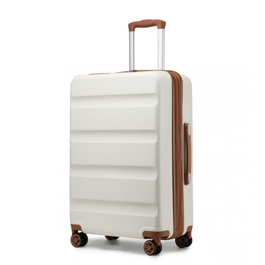 Kono KSK2482 Mid-Size Luggage in Cream & Tan (65x43.5x25cm) - Expandable Hard Shell ABS+PC Check-In Suitcase with TSA Lock
