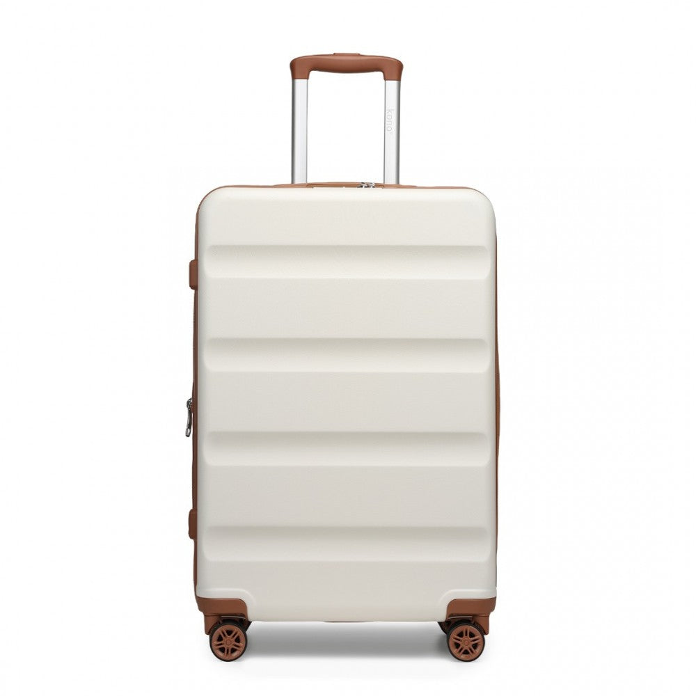 Kono KSK2482 Mid-Size Luggage in Cream & Tan (65x43.5x25cm) - Expandable Hard Shell ABS+PC Check-In Suitcase with TSA Lock