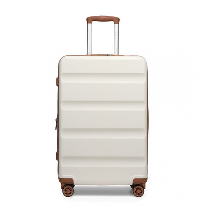 Kono KSK2482 Mid-Size Luggage in Cream & Tan (65x43.5x25cm) - Expandable Hard Shell ABS+PC Check-In Suitcase with TSA Lock