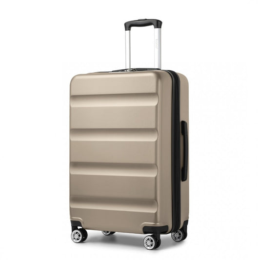 Kono KSK2482 Large Luggage in Gold (75x47.5x29.5cm) - Expandable Horizontal Engraved Hard Shell ABS+PC Check-In Suitcase with TSA Lock