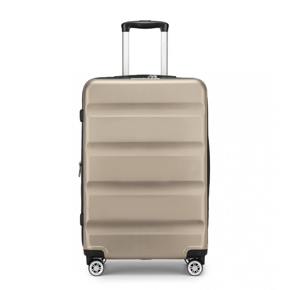Kono KSK2482 Large Luggage in Gold (75x47.5x29.5cm) - Expandable Horizontal Engraved Hard Shell ABS+PC Check-In Suitcase with TSA Lock