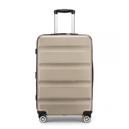 Kono KSK2482 Large Luggage in Gold (75x47.5x29.5cm) - Expandable Horizontal Engraved Hard Shell ABS+PC Check-In Suitcase with TSA Lock