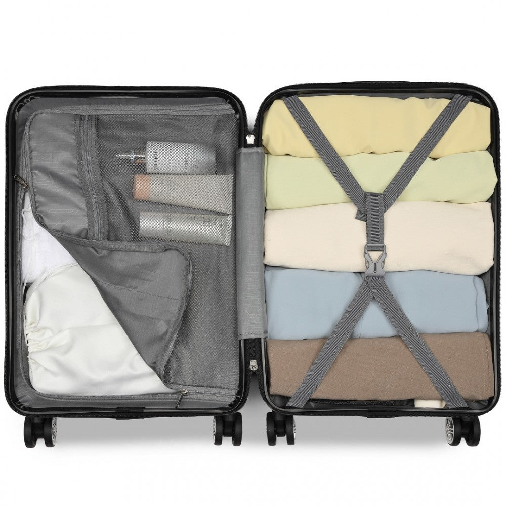 Kono KSK2482 Large Luggage in Gold (75x47.5x29.5cm) - Expandable Horizontal Engraved Hard Shell ABS+PC Check-In Suitcase with TSA Lock