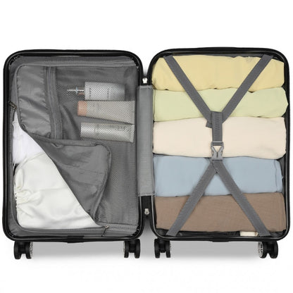 Kono KSK2482 Large Luggage in Gold (75x47.5x29.5cm) - Expandable Horizontal Engraved Hard Shell ABS+PC Check-In Suitcase with TSA Lock