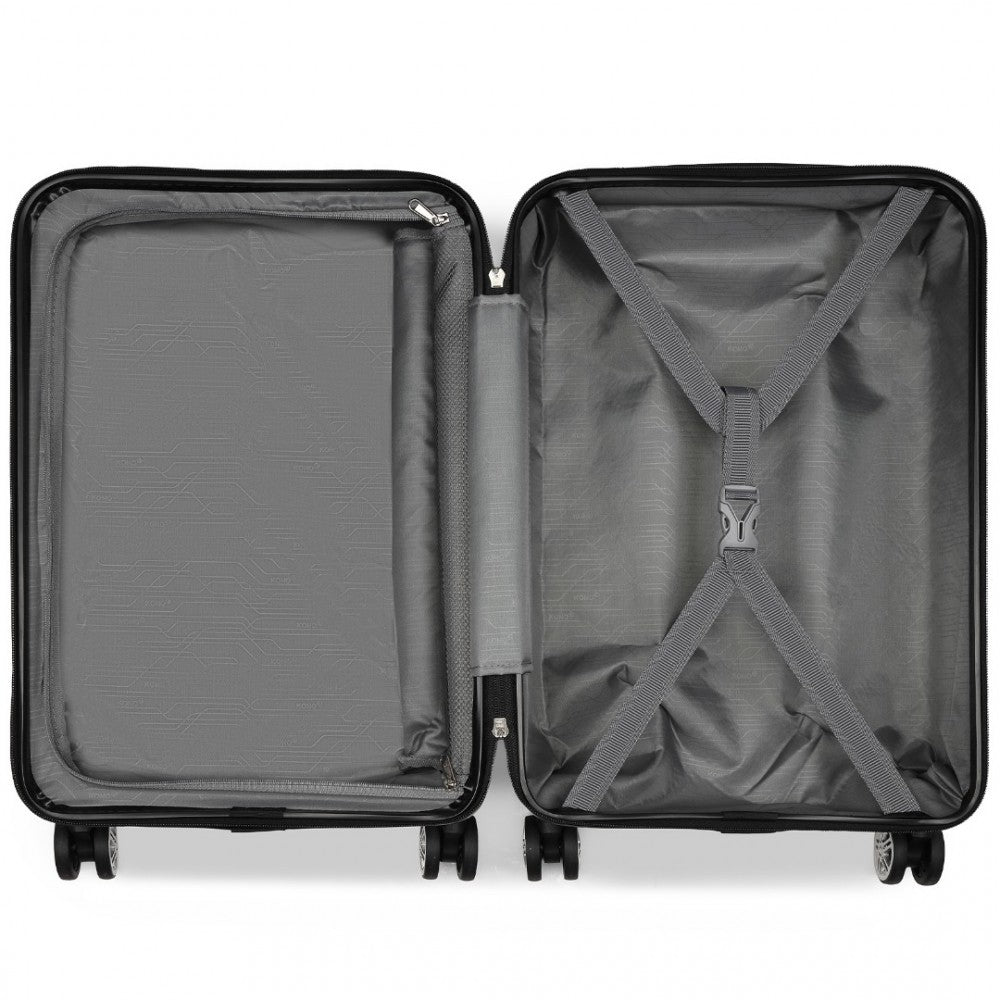 Kono KSK2482 Large Luggage in Gold (75x47.5x29.5cm) - Expandable Horizontal Engraved Hard Shell ABS+PC Check-In Suitcase with TSA Lock