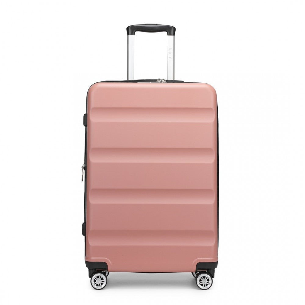 Kono KSK2482 Large Luggage in Pink (75x47.5x29.5cm) - Expandable Horizontal Engraved Hard Shell ABS+PC Check-In Suitcase with TSA Lock