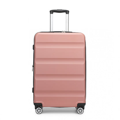 Kono KSK2482 Large Luggage in Pink (75x47.5x29.5cm) - Expandable Horizontal Engraved Hard Shell ABS+PC Check-In Suitcase with TSA Lock