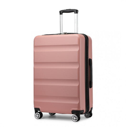 Kono KSK2482 Large Luggage in Pink (75x47.5x29.5cm) - Expandable Horizontal Engraved Hard Shell ABS+PC Check-In Suitcase with TSA Lock