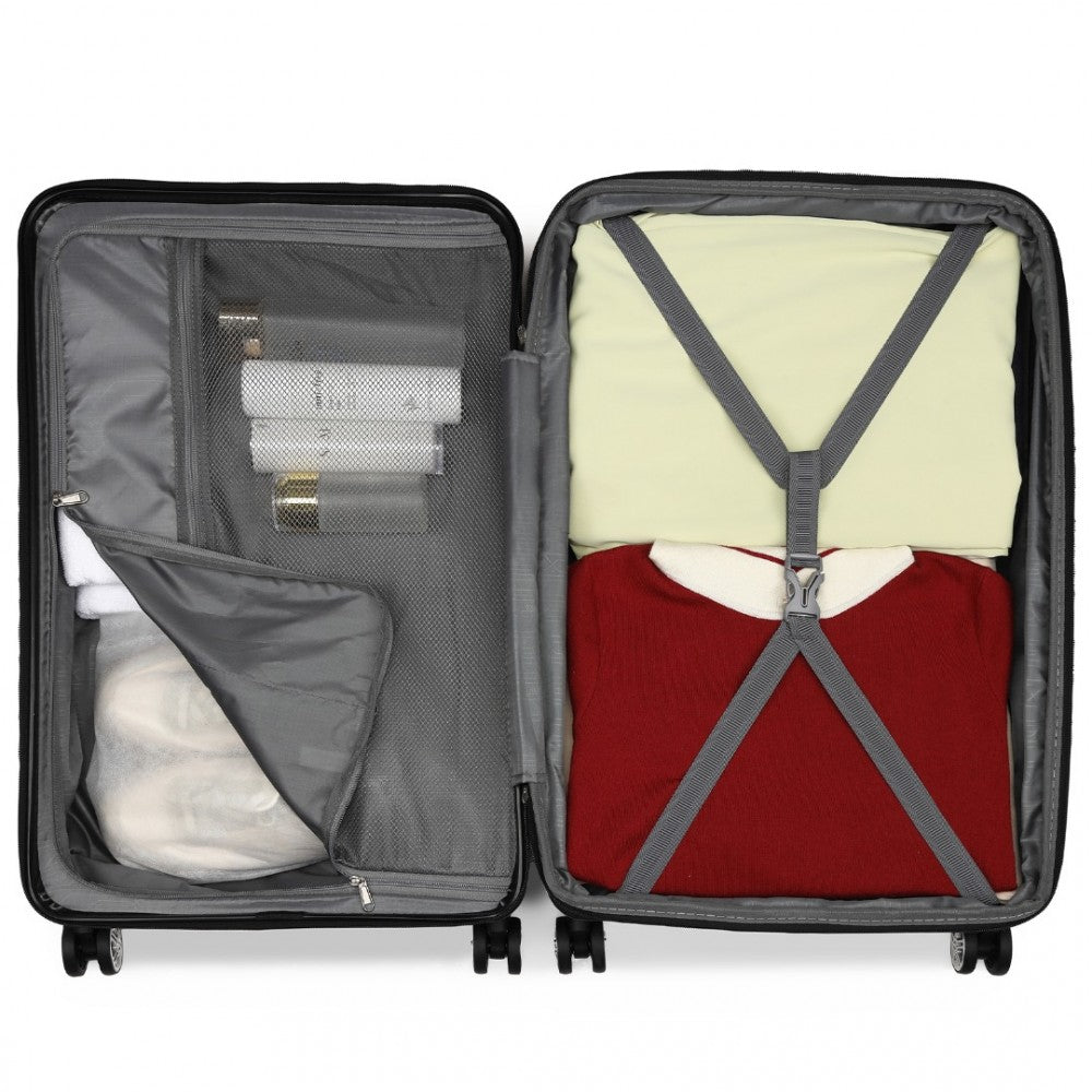 Kono KSK2482 Large Luggage in Pink (75x47.5x29.5cm) - Expandable Horizontal Engraved Hard Shell ABS+PC Check-In Suitcase with TSA Lock