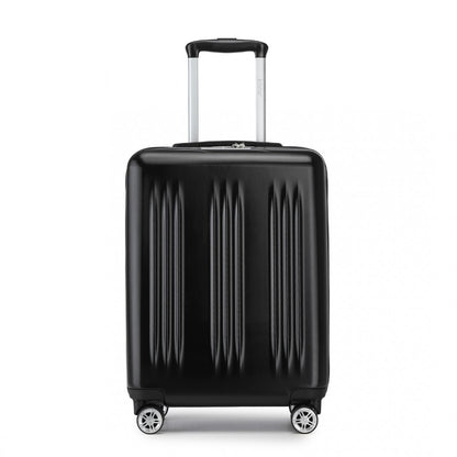 KSK2483 - Kono 20 Inch Sleek Striped Carry-On Suitcase Durable ABS+PC Luggage With Four Spinner Wheels And TSA Lock Perfect for Travel - Black - Luggage eStore