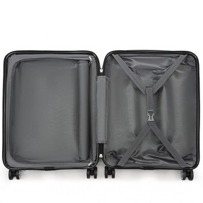 KSK2483 - Kono 20 Inch Sleek Striped Carry-On Suitcase Durable ABS+PC Luggage With Four Spinner Wheels And TSA Lock Perfect for Travel - Black - Luggage eStore
