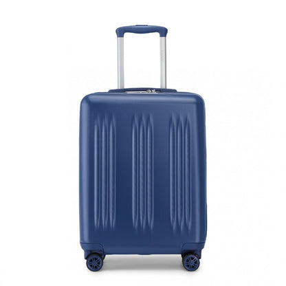 KSK2483 - Kono 20 Inch Sleek Striped Carry-On Suitcase Durable ABS+PC Luggage With Four Spinner Wheels And TSA Lock Perfect for Travel - Navy - Luggage eStore