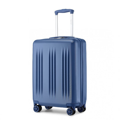 KSK2483 - Kono 20 Inch Sleek Striped Carry-On Suitcase Durable ABS+PC Luggage With Four Spinner Wheels And TSA Lock Perfect for Travel - Navy - Luggage eStore