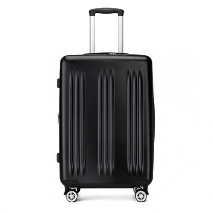 KSK2483 - Kono 24 Inch Sleek Striped Check-In Suitcase Expandable Durable ABS+PC Luggage with Four Spinner Wheels TSA Lock - Black - Luggage eStore