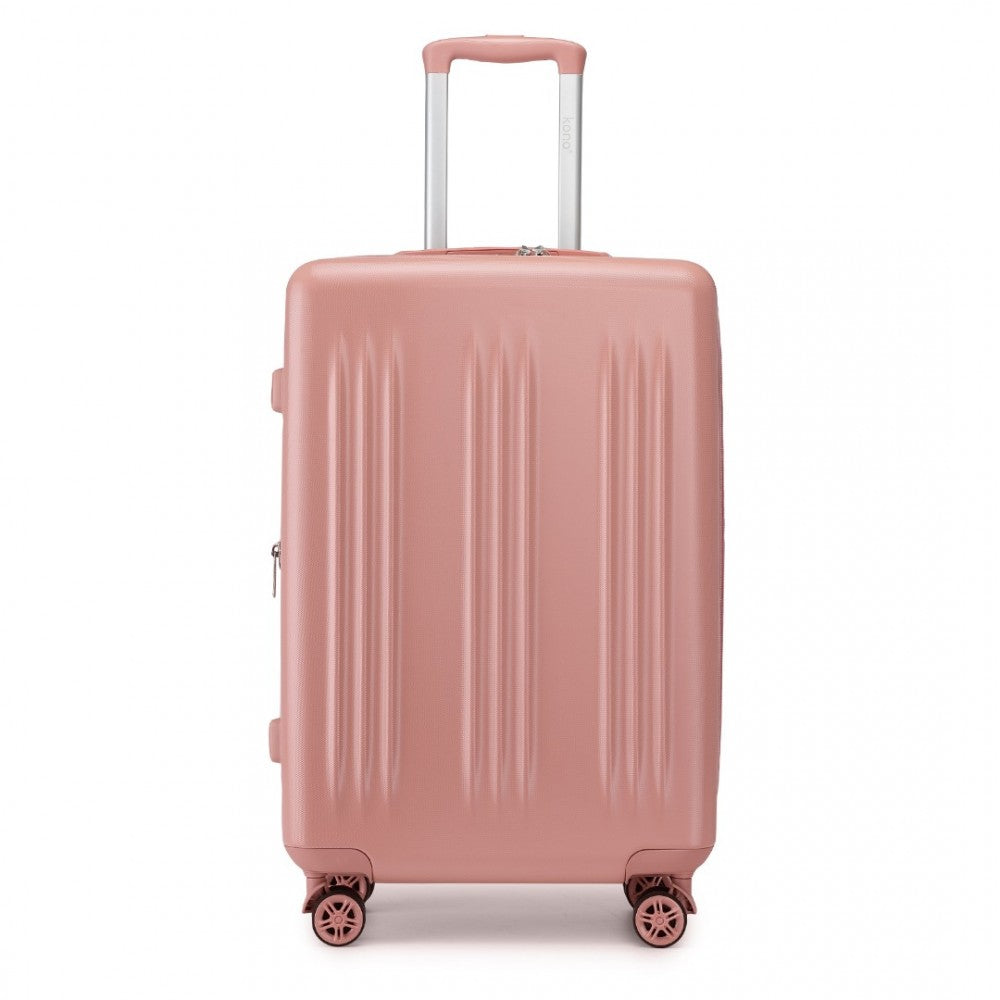 KSK2483 - Kono 24 Inch Sleek Striped Check-In Suitcase Expandable Durable ABS+PC Luggage with Four Spinner Wheels TSA Lock - Nude - Luggage eStore