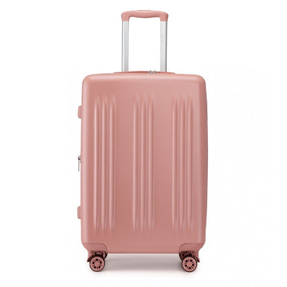 KSK2483 - Kono 24 Inch Sleek Striped Check-In Suitcase Expandable Durable ABS+PC Luggage with Four Spinner Wheels TSA Lock - Nude - Luggage eStore