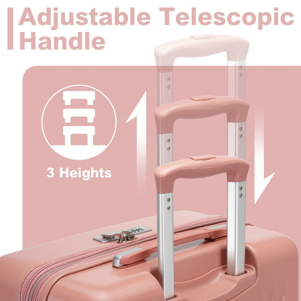 KSK2483 - Kono 24 Inch Sleek Striped Check-In Suitcase Expandable Durable ABS+PC Luggage with Four Spinner Wheels TSA Lock - Nude - Luggage eStore