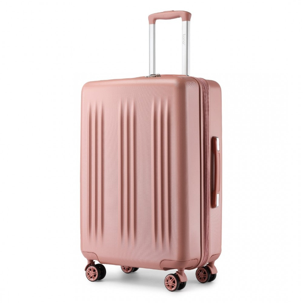KSK2483 - Kono 24 Inch Sleek Striped Check-In Suitcase Expandable Durable ABS+PC Luggage with Four Spinner Wheels TSA Lock - Nude - Luggage eStore