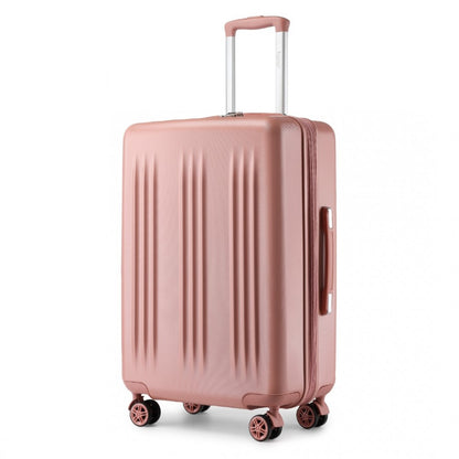 KSK2483 - Kono 24 Inch Sleek Striped Check-In Suitcase Expandable Durable ABS+PC Luggage with Four Spinner Wheels TSA Lock - Nude - Luggage eStore