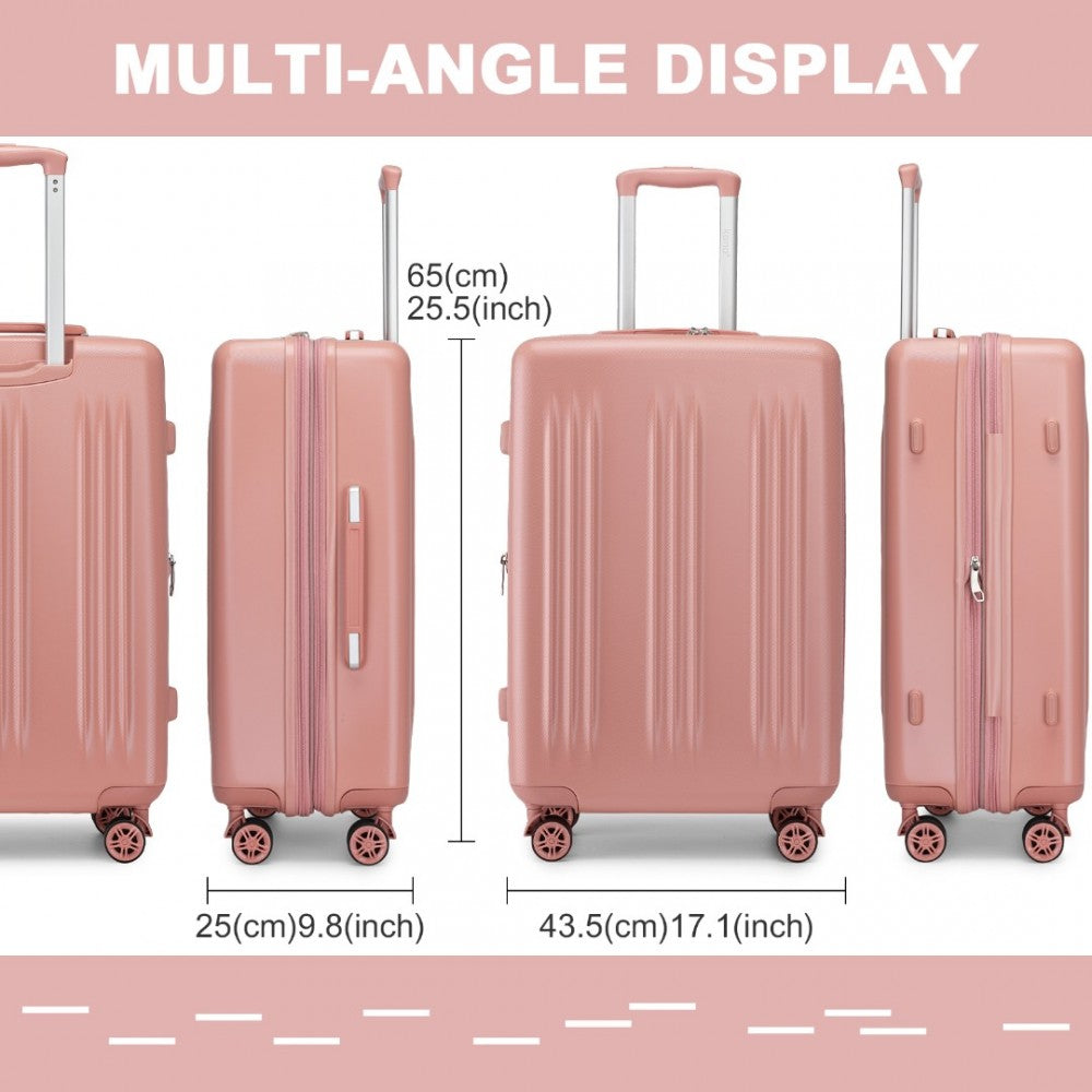 KSK2483 - Kono 24 Inch Sleek Striped Check-In Suitcase Expandable Durable ABS+PC Luggage with Four Spinner Wheels TSA Lock - Nude - Luggage eStore