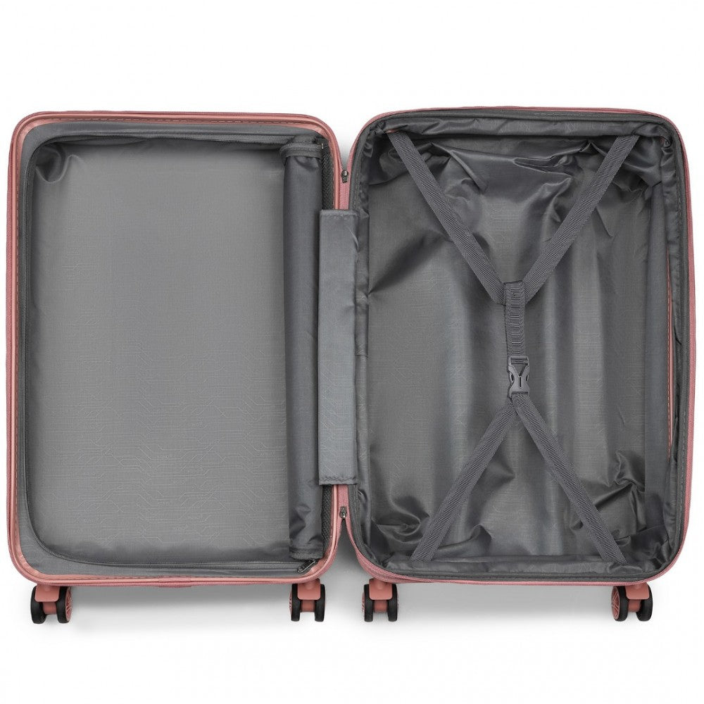 KSK2483 - Kono 24 Inch Sleek Striped Check-In Suitcase Expandable Durable ABS+PC Luggage with Four Spinner Wheels TSA Lock - Nude - Luggage eStore